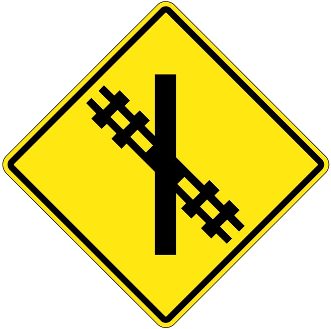 WA-18-R Railway Crossing Ahead - Skew Right