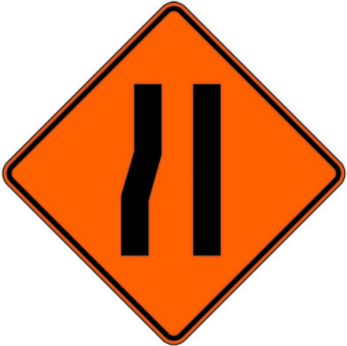 WD-A-23-L  Roadway Narrows (Left)